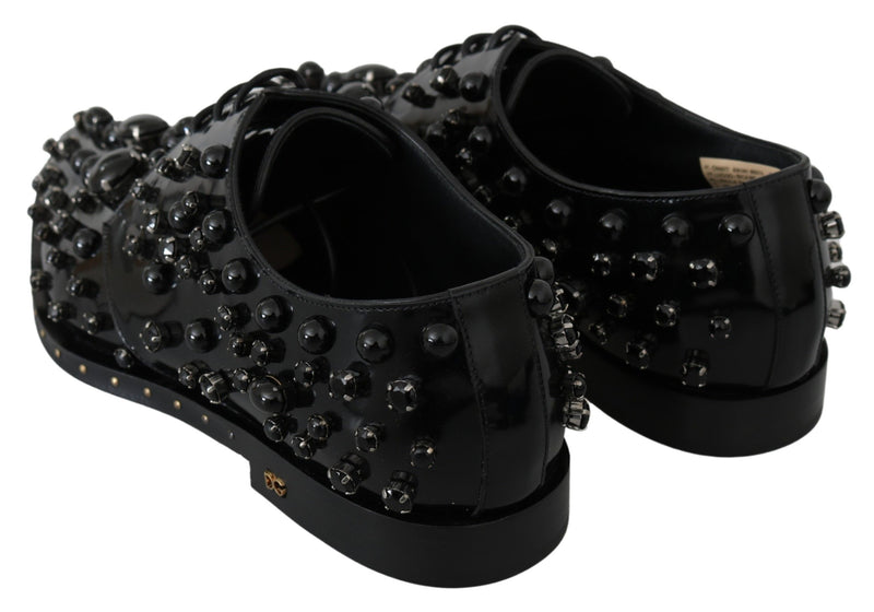 Escarpins broqués en cuir noir ornés de cristaux Dolce &amp; Gabbana