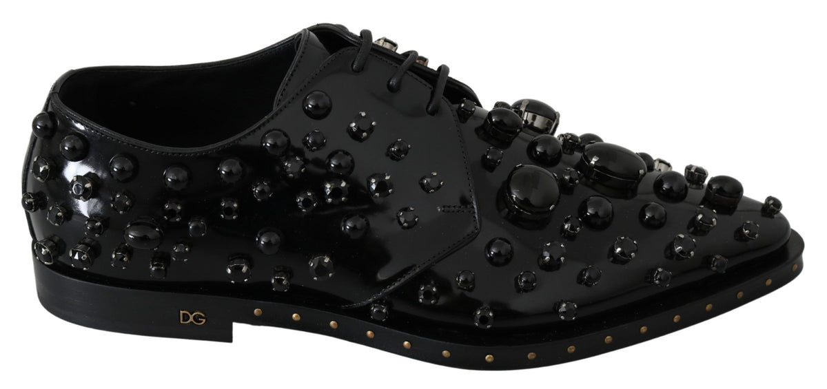 Escarpins broqués en cuir noir ornés de cristaux Dolce &amp; Gabbana