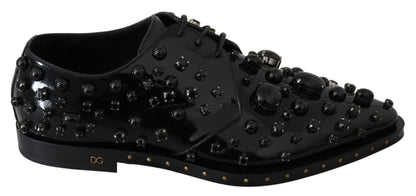Dolce &amp; Gabbana leren schoenen met kristallen en brogue-details in het zwart.