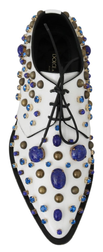 Dolce &amp; Gabbana witte leren jurk met kristallen en brogue schoenen