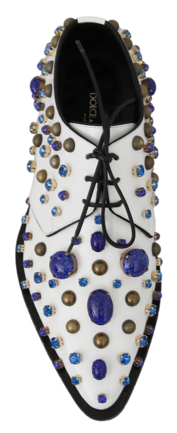 Escarpins broqués en cuir blanc et cristaux Dolce &amp; Gabbana