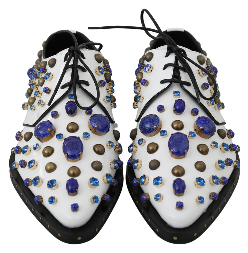 Escarpins broqués en cuir blanc et cristaux Dolce &amp; Gabbana