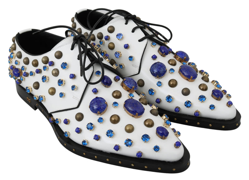 Escarpins broqués en cuir blanc et cristaux Dolce &amp; Gabbana