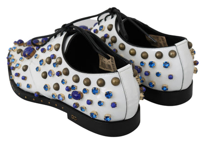 Dolce &amp; Gabbana witte leren jurk met kristallen en brogue schoenen