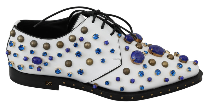 Escarpins broqués en cuir blanc et cristaux Dolce &amp; Gabbana