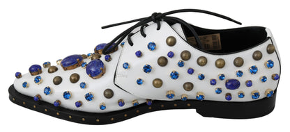Dolce &amp; Gabbana witte leren jurk met kristallen en brogue schoenen