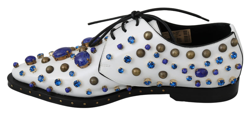 Escarpins broqués en cuir blanc et cristaux Dolce &amp; Gabbana