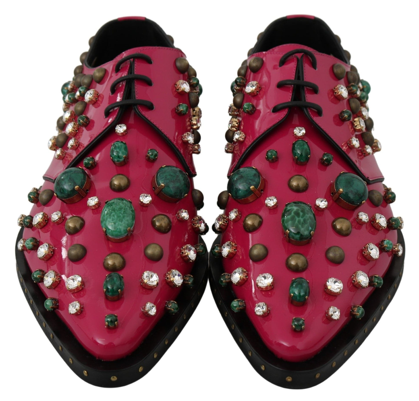 Dolce &amp; Gabbana roze leren jurk met kristallen en brogue schoenen