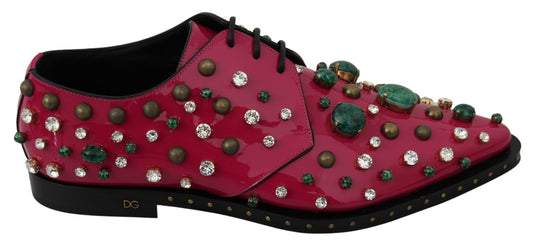 Dolce &amp; Gabbana roze leren jurk met kristallen en brogue schoenen
