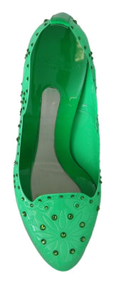 Escarpins CINDERELLA Dolce &amp; Gabbana en cristal vert et fleurs