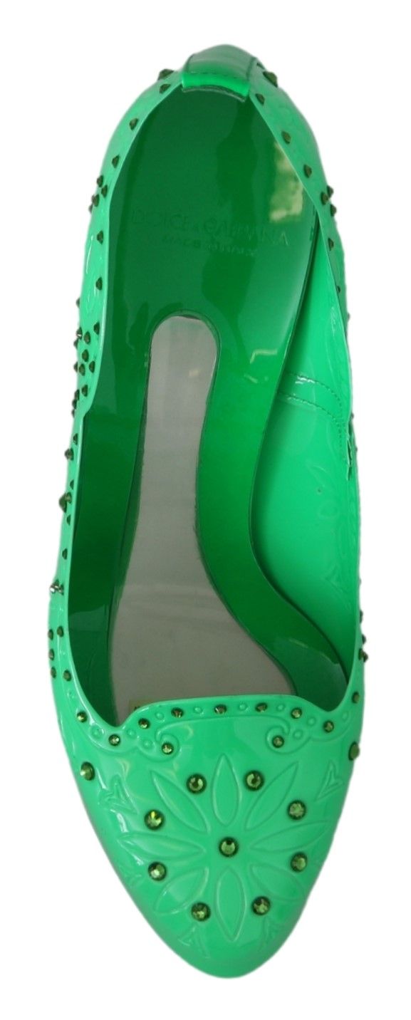 Escarpins CINDERELLA Dolce &amp; Gabbana en cristal vert et fleurs