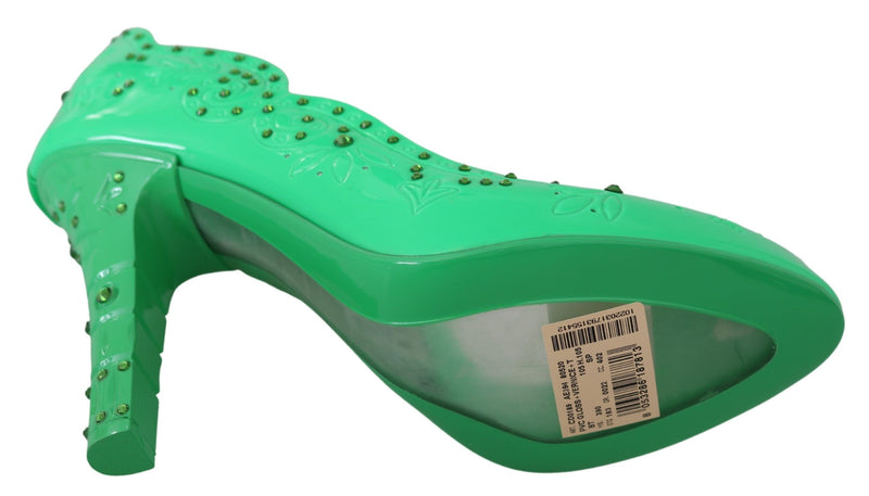 Escarpins CINDERELLA Dolce &amp; Gabbana en cristal vert et fleurs
