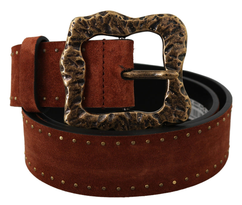 Dolce &amp; Gabbana Bruine Suède Leren Barokke Riem met Studs