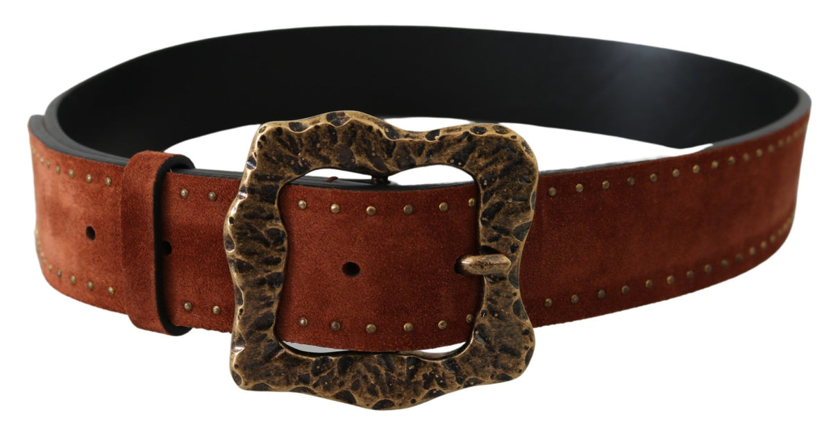 Ceinture baroque cloutée en cuir suédé marron Dolce &amp; Gabbana