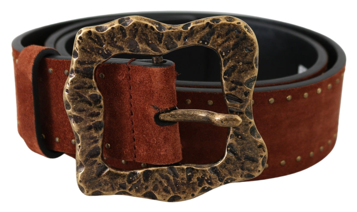 Ceinture baroque cloutée en cuir suédé marron Dolce &amp; Gabbana