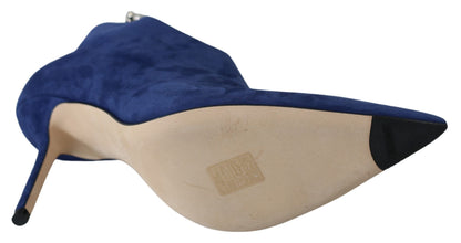 Bottines à talons Pop bleues avec lacets en cristal de Jimmy Choo