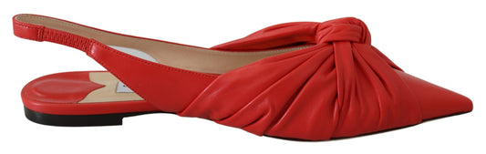 Jimmy Choo Chic Rode Lederen Slippers met Puntige Neus