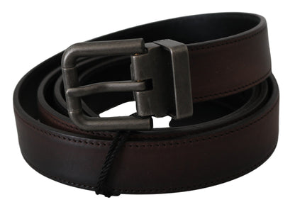 Ceinture Dolce & Gabbana en cuir marron uni avec boucle grise