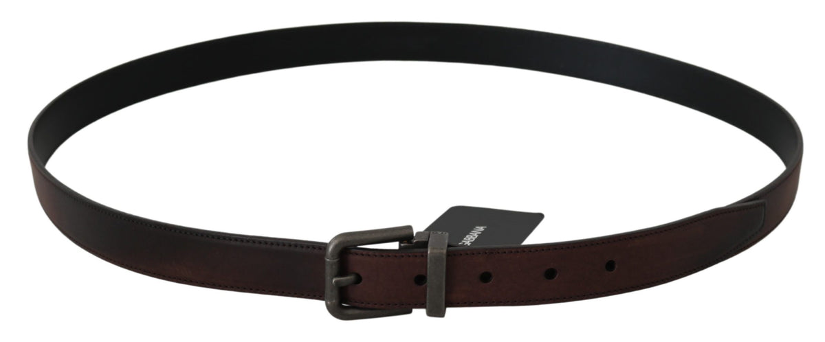 Ceinture Dolce &amp; Gabbana en cuir marron uni avec boucle grise