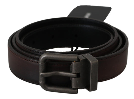 Ceinture Dolce & Gabbana en cuir marron uni avec boucle grise