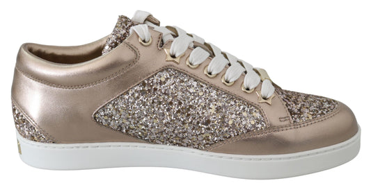 Jimmy Choo Ballet Sneakers van roze glitterleer