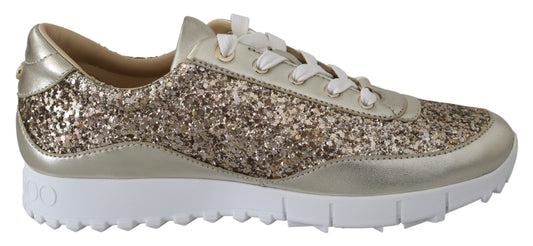 Jimmy Choo Sneakers van glanzend leer in antiek goud