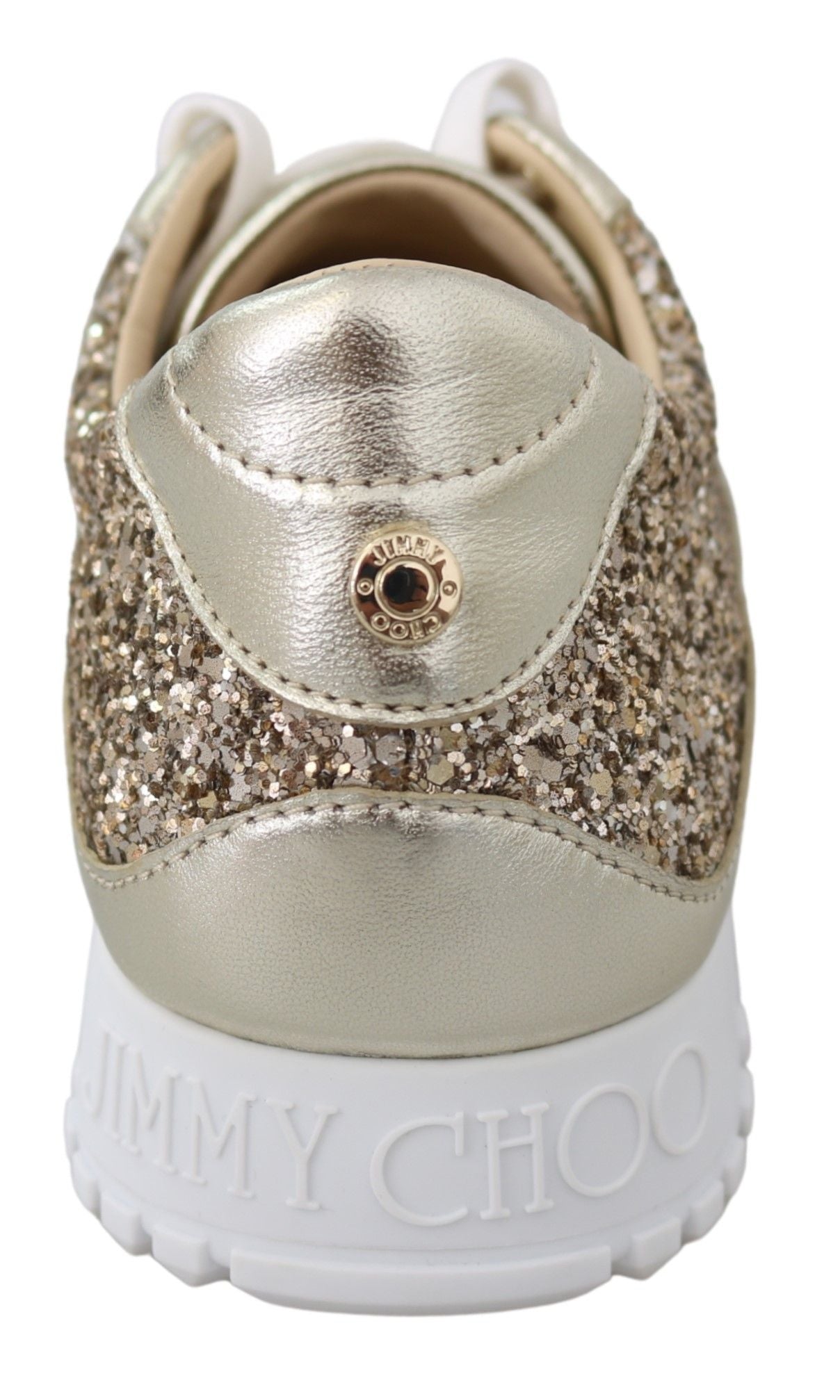 Sneakers en cuir doré antique pailleté de Jimmy Choo