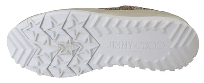 Sneakers en cuir doré antique pailleté de Jimmy Choo