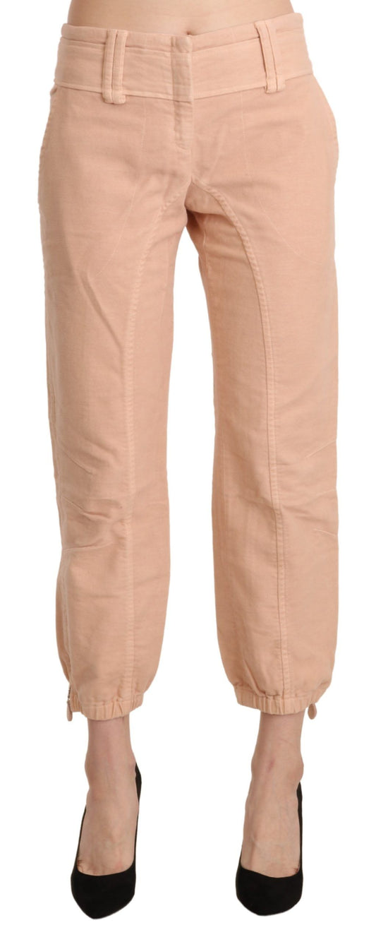Pantalon taille mi-hauteur en coton beige, taille courte, Ermanno Scervino