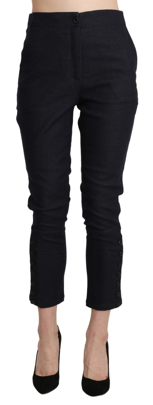 Pantalon capri court en coton noir taille haute d'Ermanno Scervino