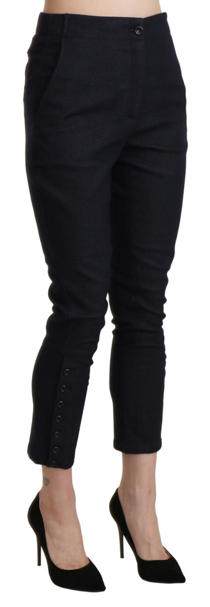 Pantalon capri court en coton noir taille haute d'Ermanno Scervino