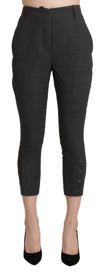 Pantalon capri court en coton gris taille haute d'Ermanno Scervino