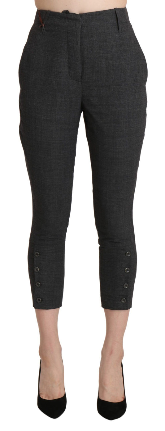 Pantalon capri court en coton gris taille haute d'Ermanno Scervino