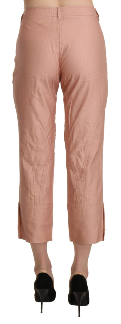 Ermanno Scervino katoenen, roze, cropped broek met hoge taille