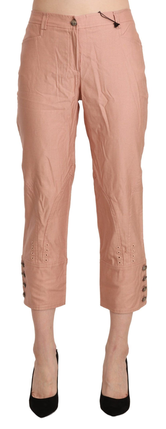 Pantalon taille haute et court en coton rose d'Ermanno Scervino