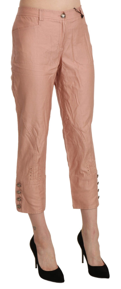 Ermanno Scervino katoenen, roze, cropped broek met hoge taille