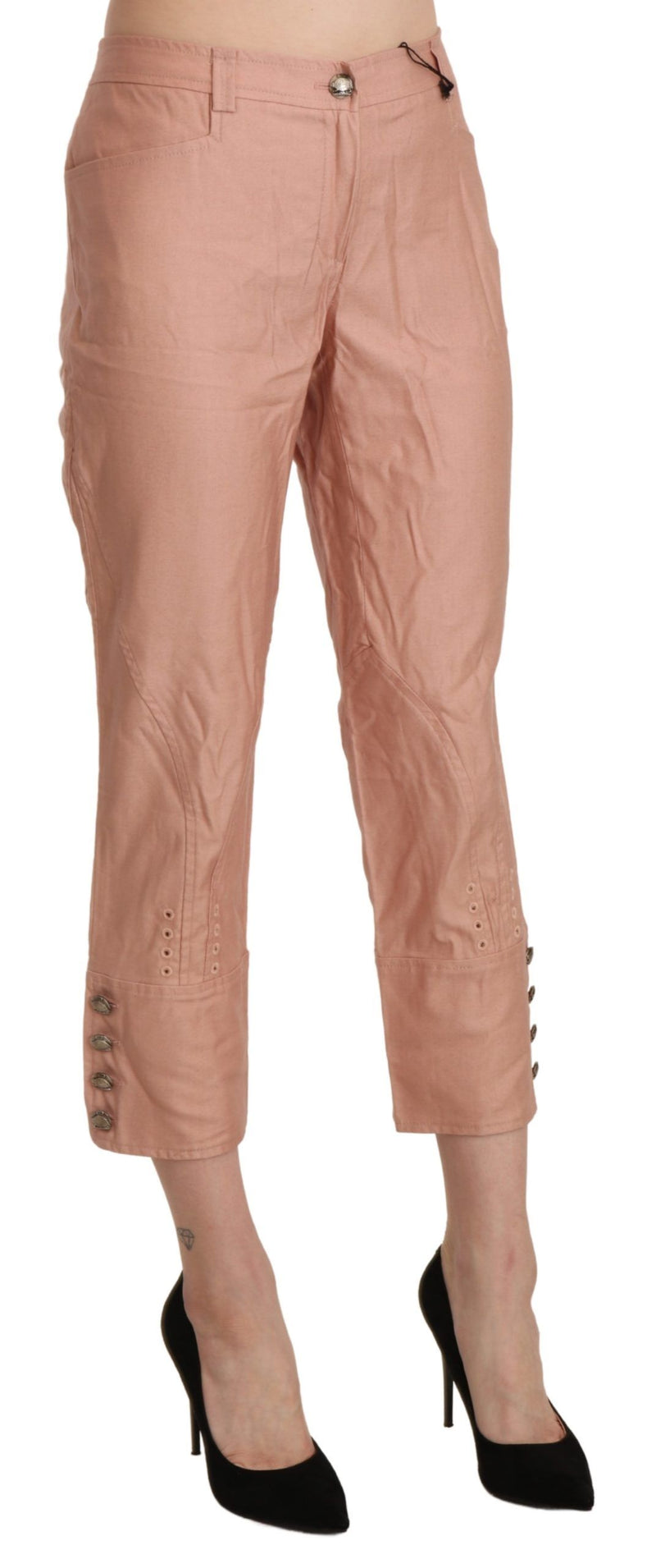 Pantalon taille haute et court en coton rose d'Ermanno Scervino