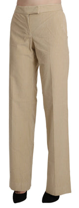 Pantalon taille haute, jambes évasées et larges, couleur beige, Ermanno Scervino.