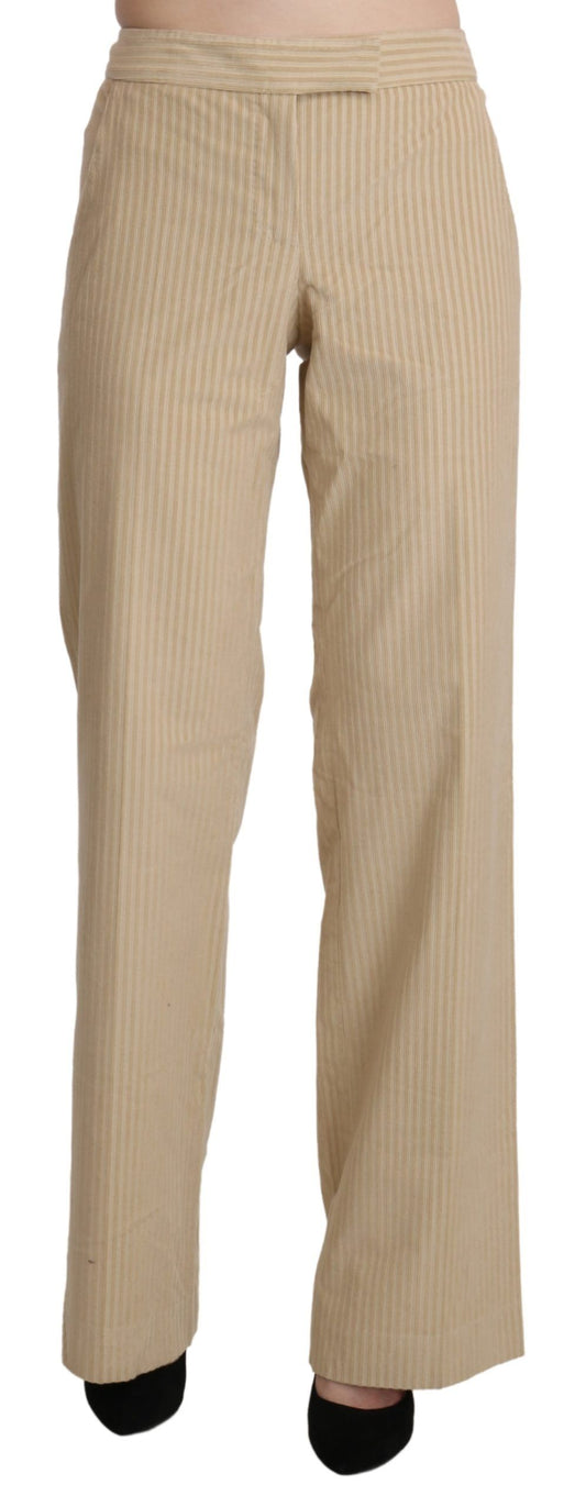 Pantalon taille haute, jambes évasées et larges, couleur beige, Ermanno Scervino.