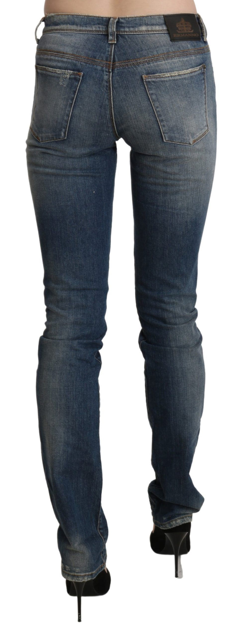 Jean skinny taille mi-hauteur en jean bleu délavé d'Ermanno Scervino