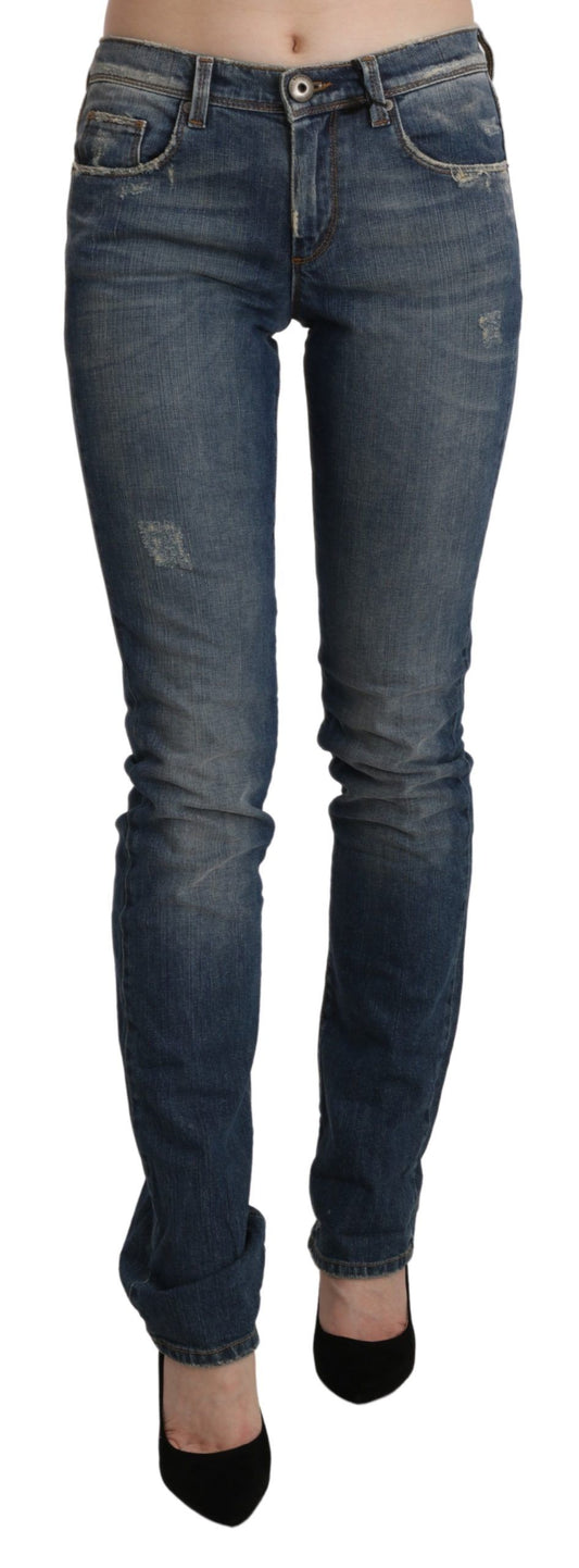 Jean skinny taille mi-hauteur en jean bleu délavé d'Ermanno Scervino