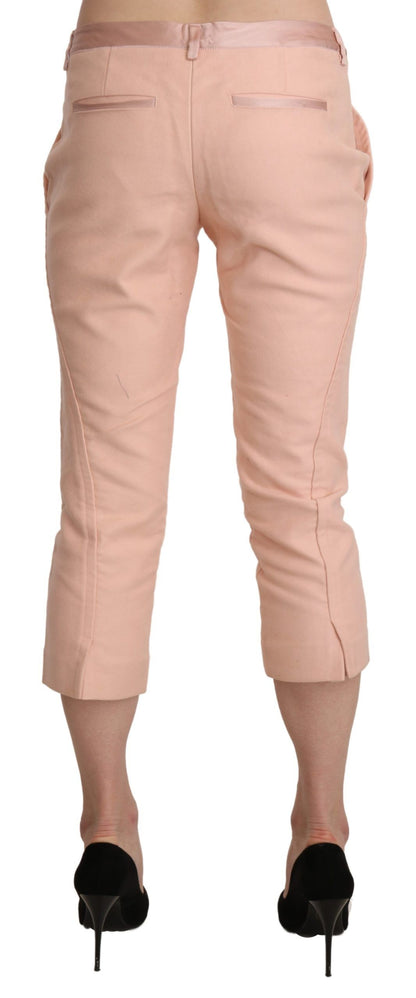 Ermanno Scervino Roze, strakke, cropped capri broek met lage taille