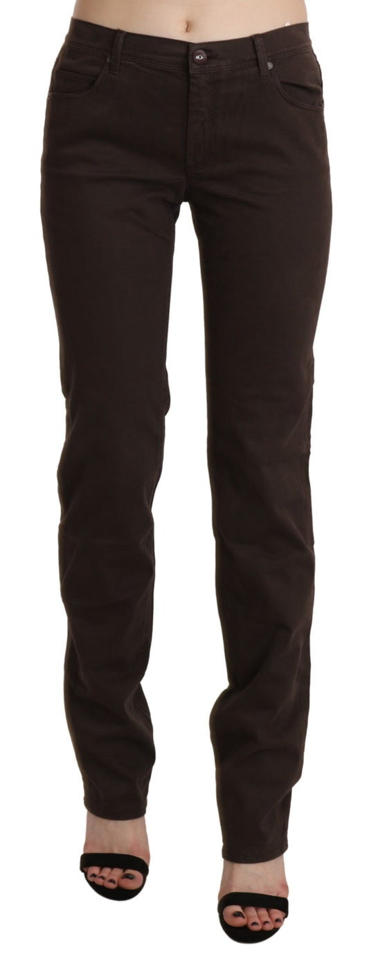 Jean slim en coton brun taille mi-hauteur Ermanno Scervino