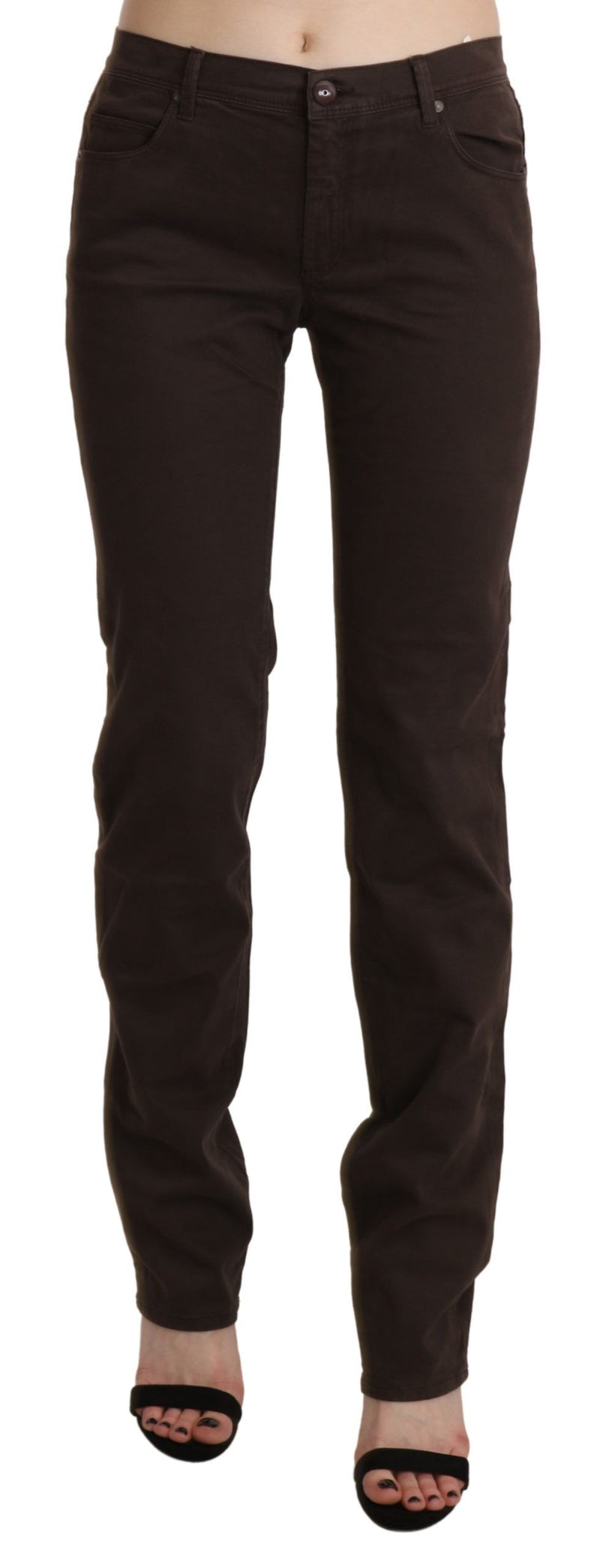 Jean slim en coton brun taille mi-hauteur Ermanno Scervino