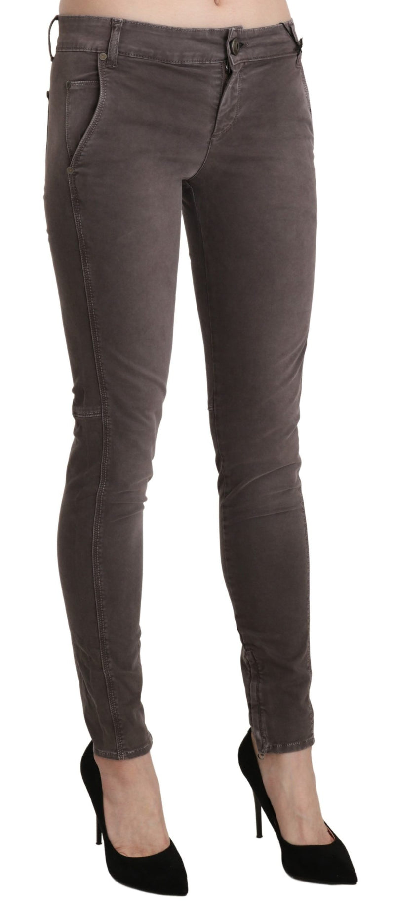 Jean slim taille basse en coton brun Ermanno Scervino