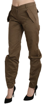 Pantalon droit en coton marron taille mi-hauteur d'Ermanno Scervino