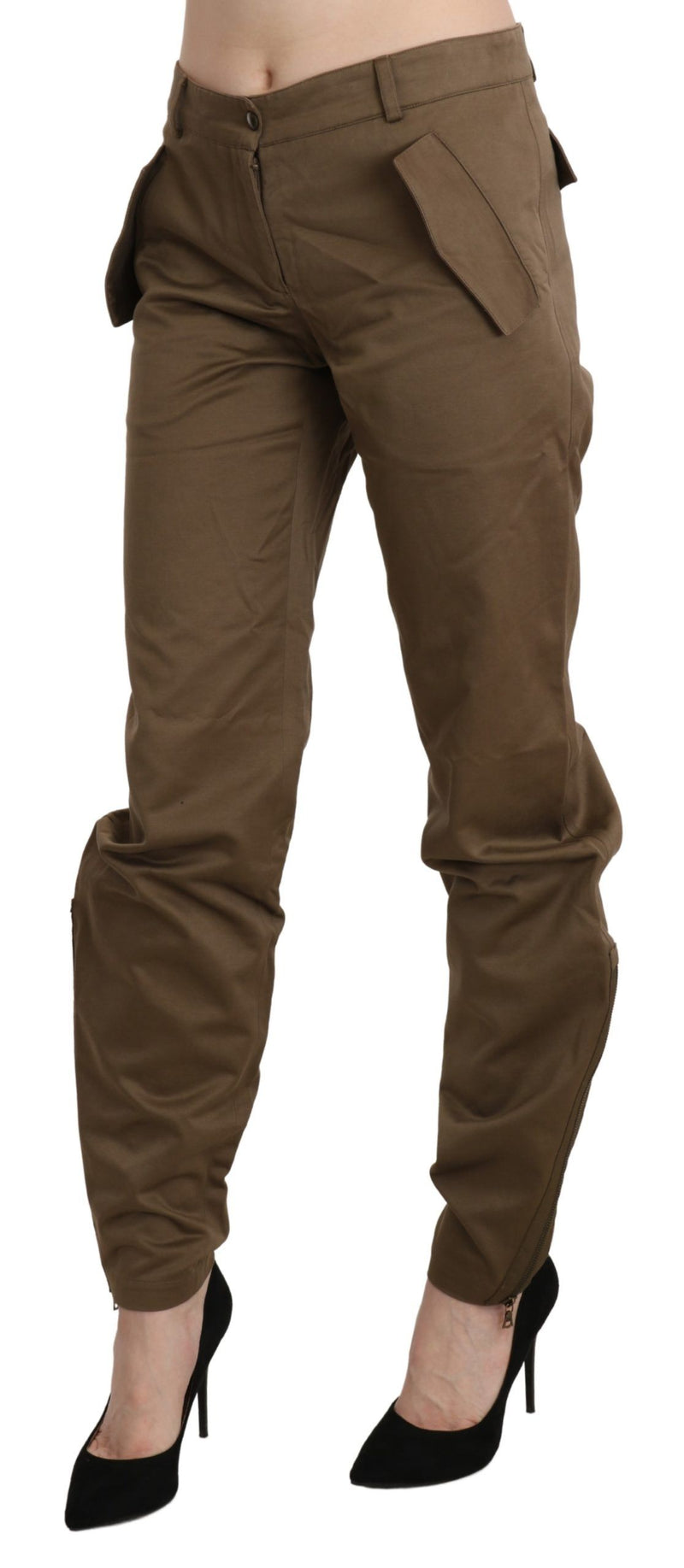 Pantalon droit en coton marron taille mi-hauteur d'Ermanno Scervino