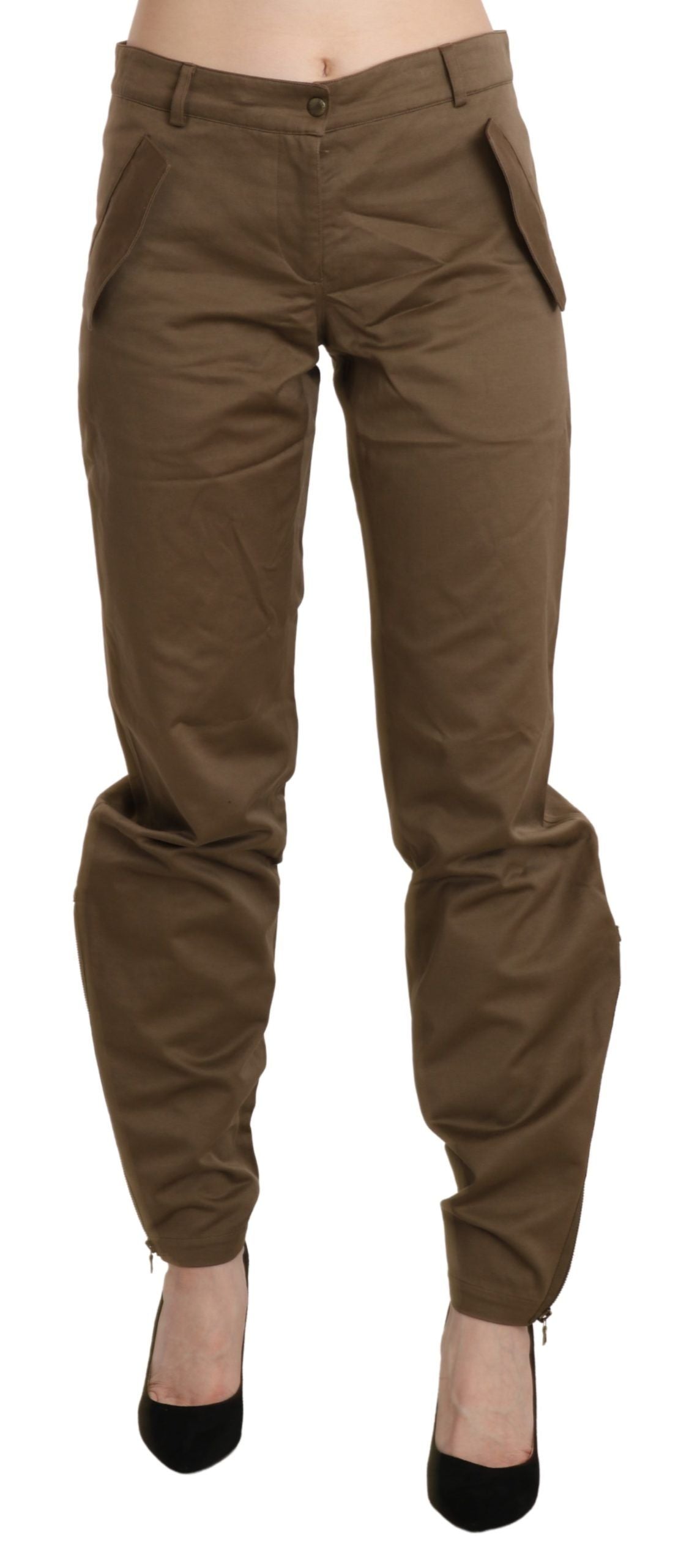 Pantalon droit en coton marron taille mi-hauteur d'Ermanno Scervino