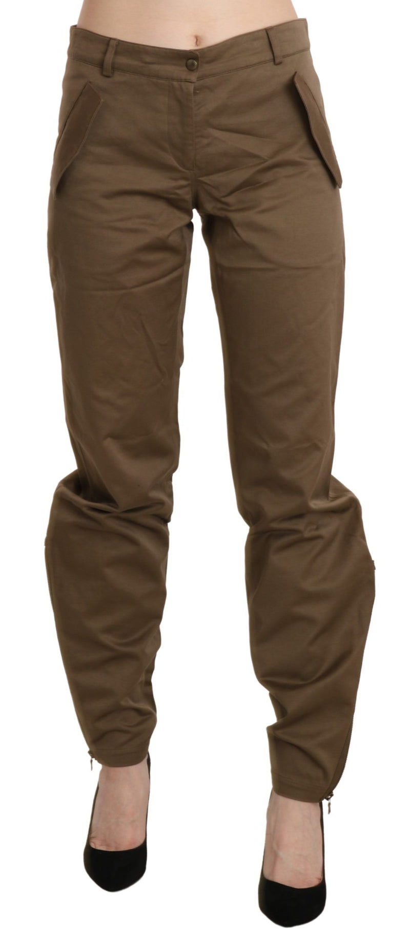 Pantalon droit en coton marron taille mi-hauteur d'Ermanno Scervino