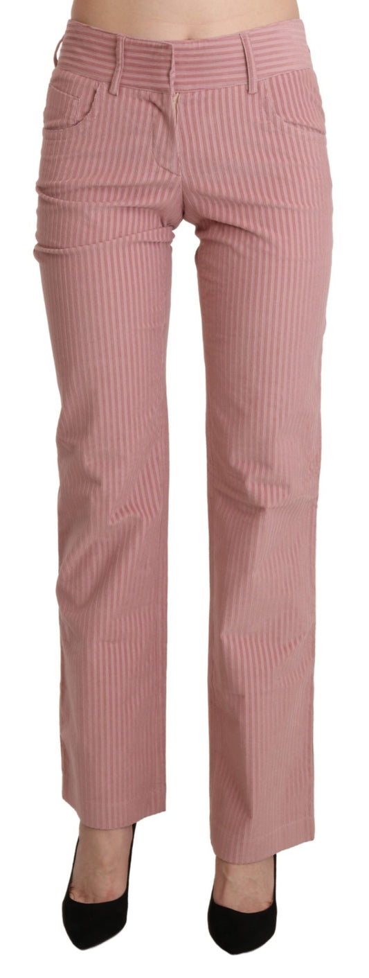 Pantalon en coton droit rose taille mi-hauteur Ermanno Scervino